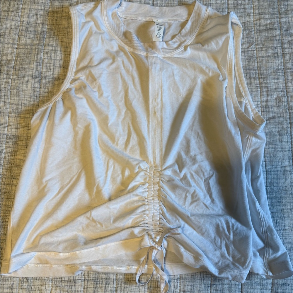 Lululemon Athletica Cream Ruched Tie Front Tank Top